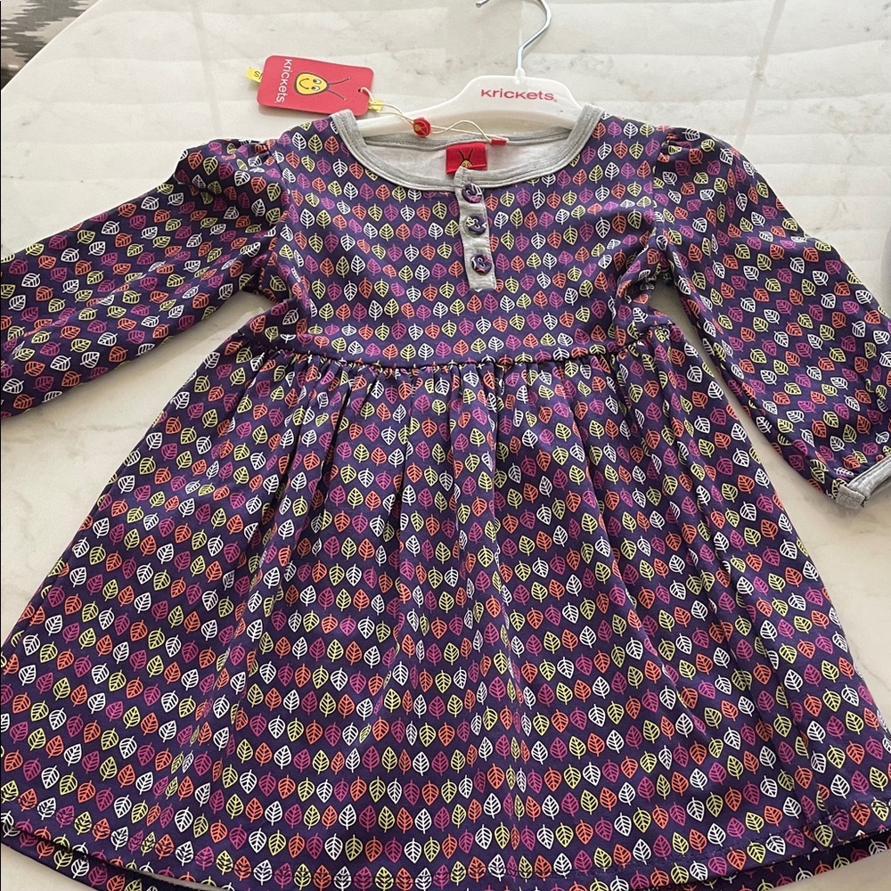 Purple Patterned Kids Casual Dress